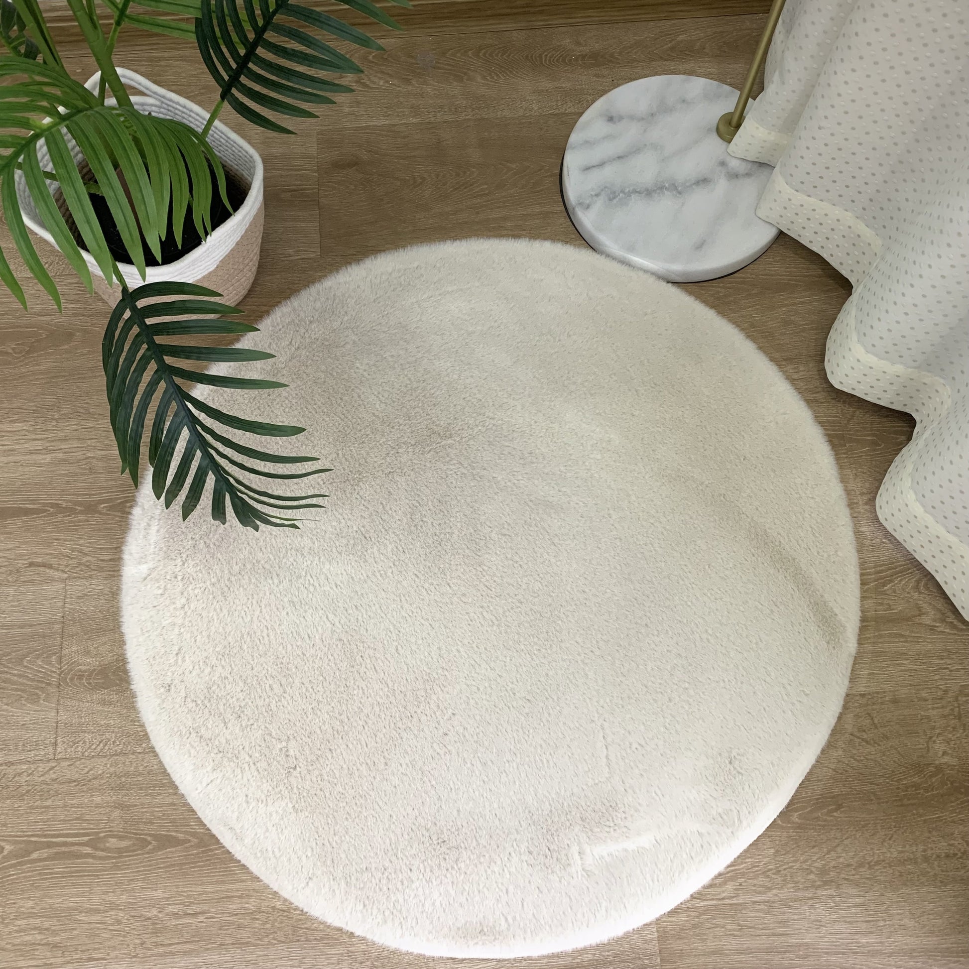 Fluffy Vloerkleed Rond Creme 160x160CM - Luxury Living 