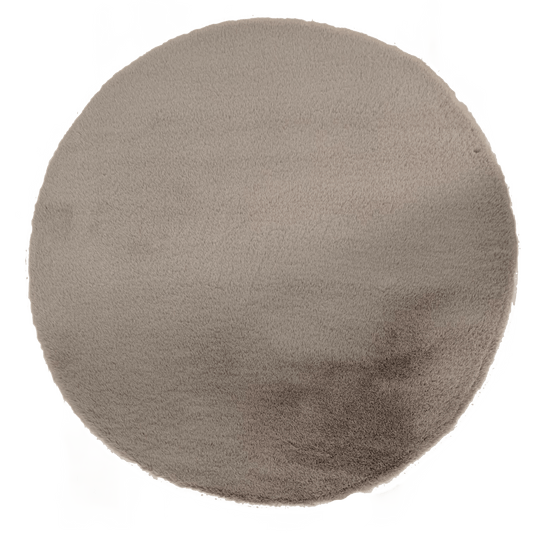 Fluffy Vloerkleed Rond Taupe 160x160CM - Luxury Living 