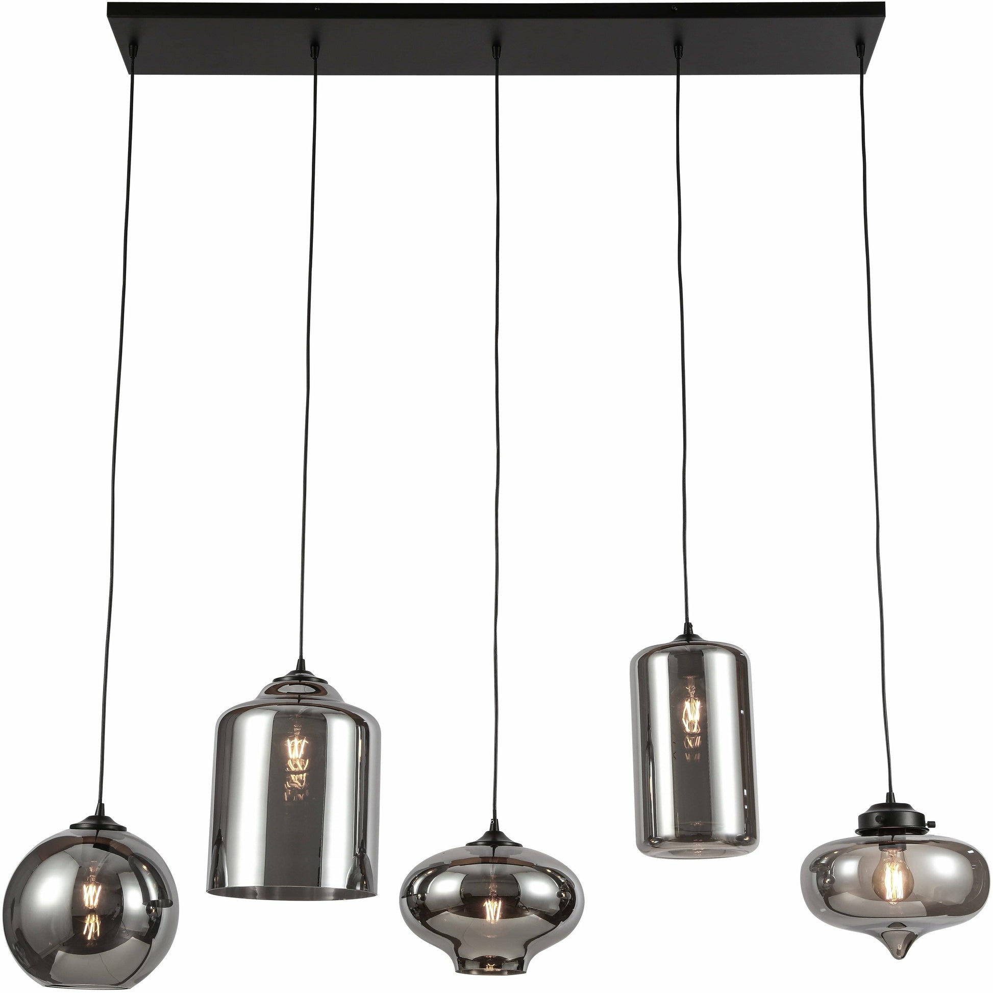 Hanglamp Smoke Glas 5-Licht Mix - Luxury Living