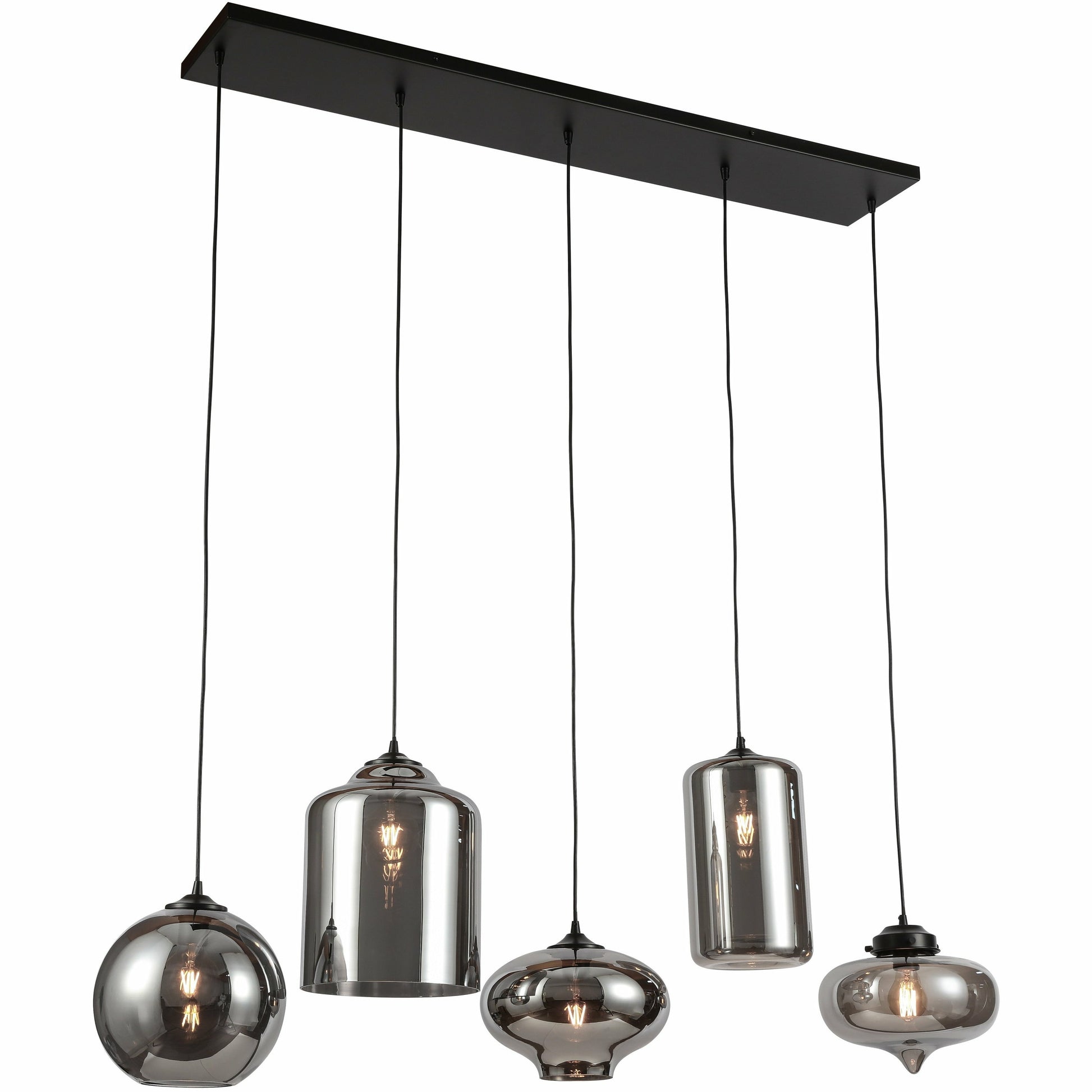 Hanglamp Smoke Glas 5-Licht Mix - Luxury Living