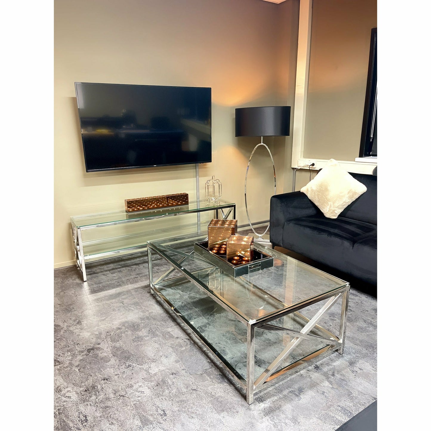 Helen - Salontafel Chrome 130x70cm - Luxury Living 