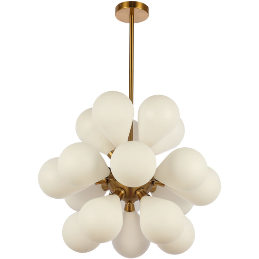 Hanglamp Ellen Gold Frosted White Glass. - Luxury Living 