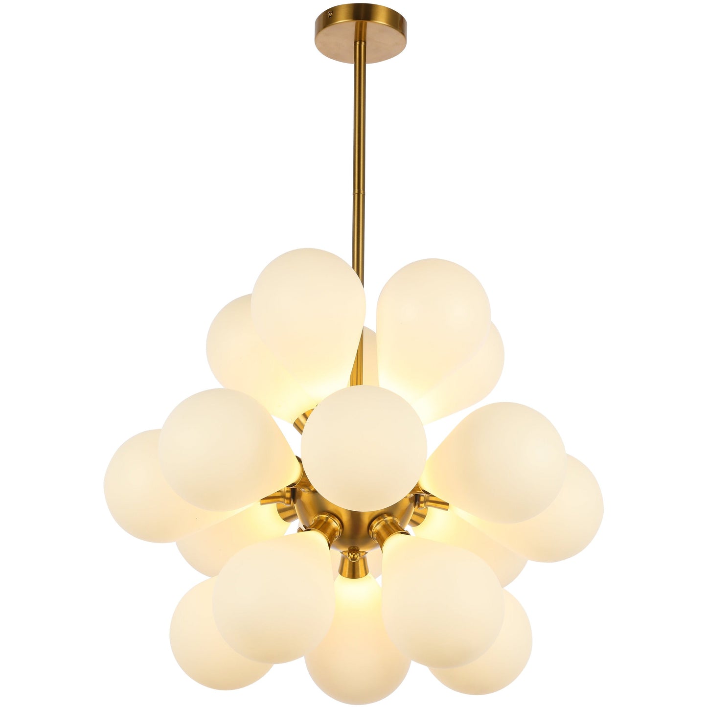 Hanglamp Ellen Gold Frosted White Glass. - Luxury Living 