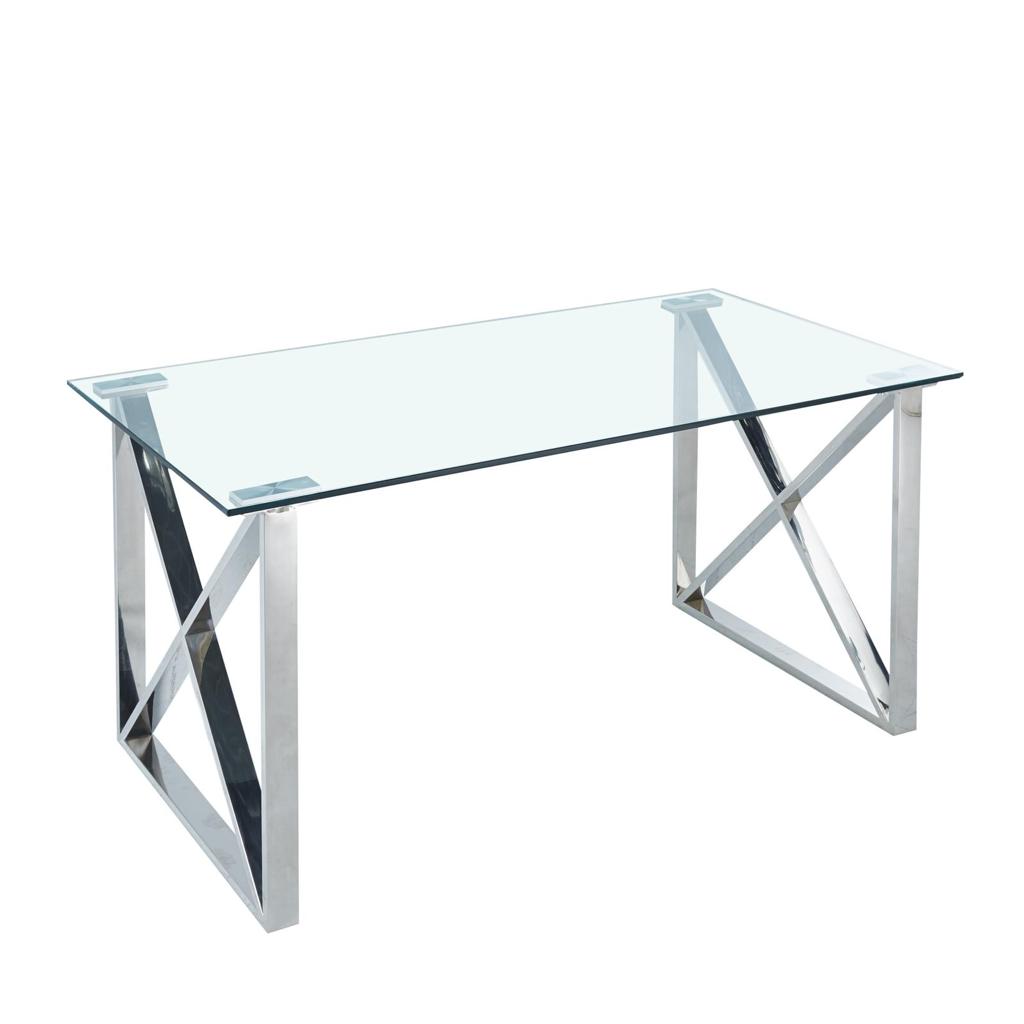 Eettafel Cross 160x90cm Zilver - Luxury Living